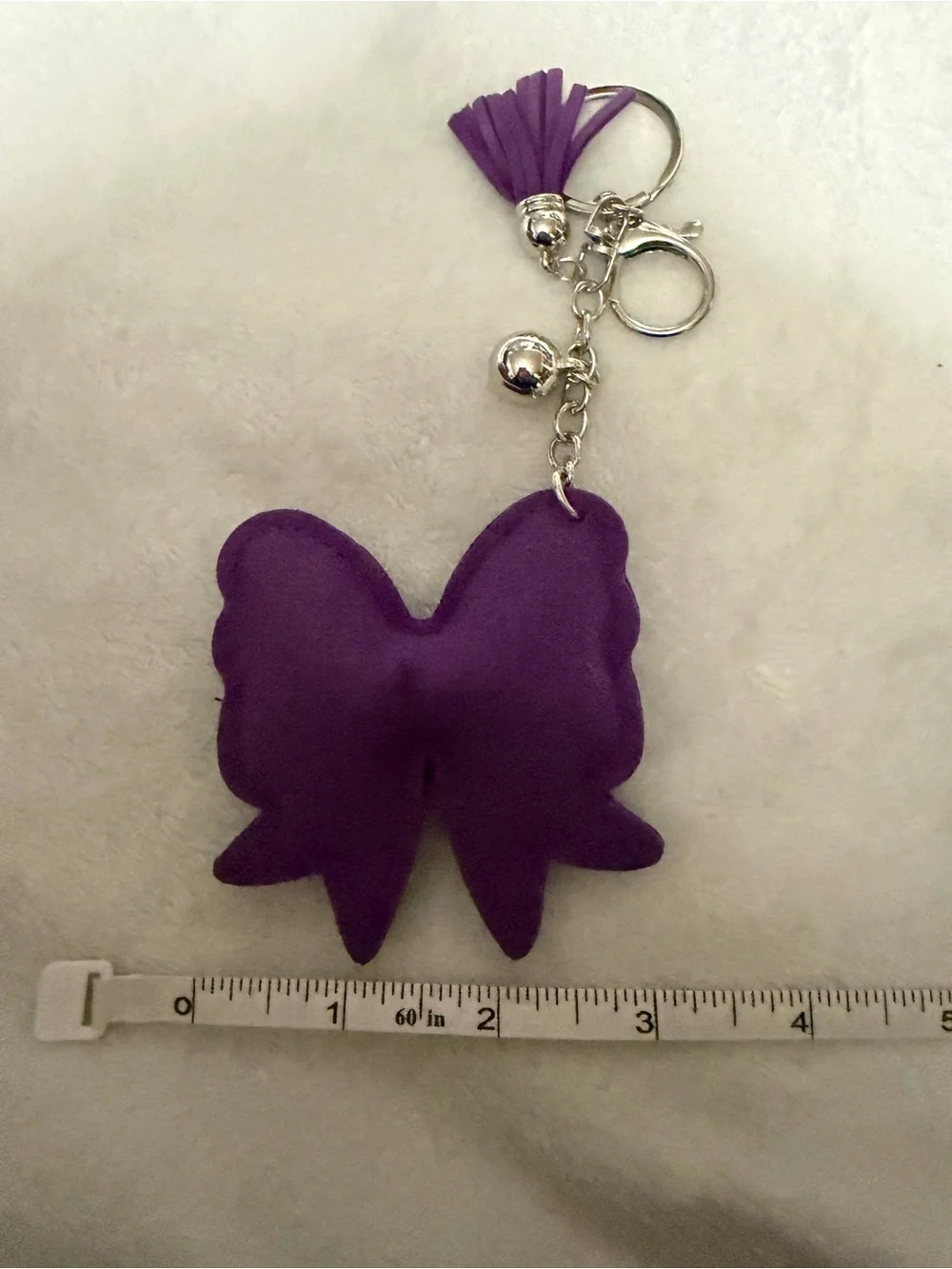 Purple & Black Rhinestone Bow Keychain o/ Bag Charm